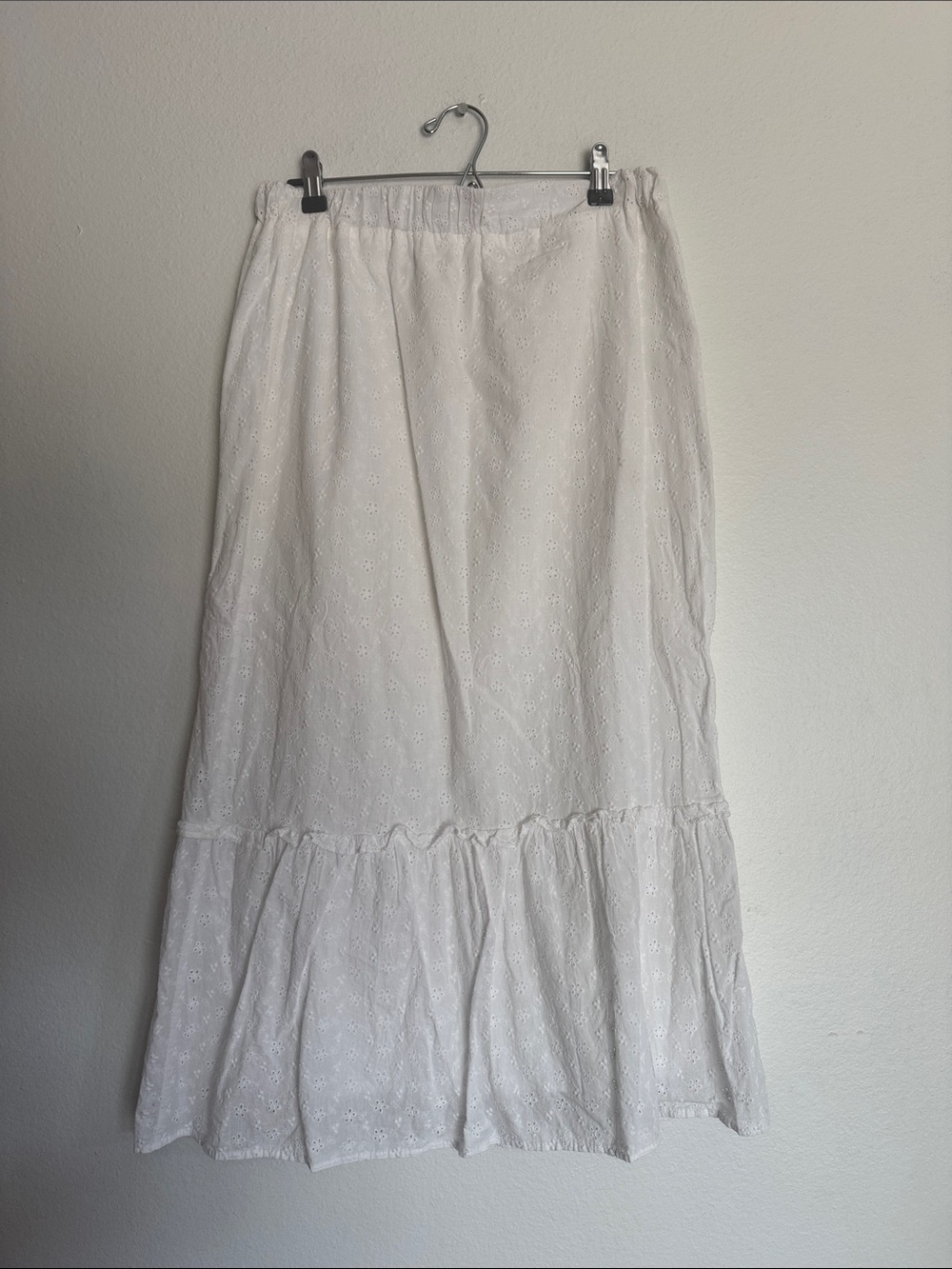 Passport White Eyelet Tiered Maxi Skirt